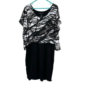Lane Bryant Size 18 Dress Black & White Abstract‎ Short Sleeve Formal Workwear